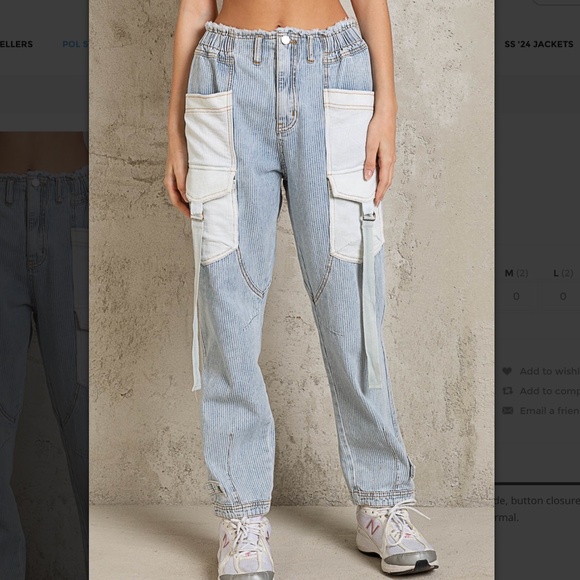 POL Light Blue and White Straight Leg Pants - Picture 3 of 9